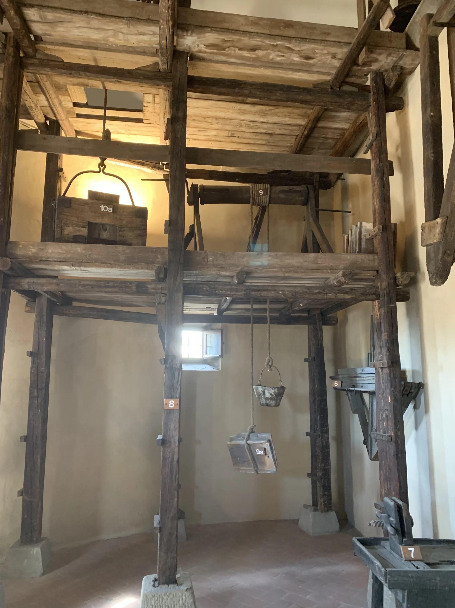 A reconstruction of Brunelleschi's timber hoisting machine for the dome, in the Opera del Duomo museum
