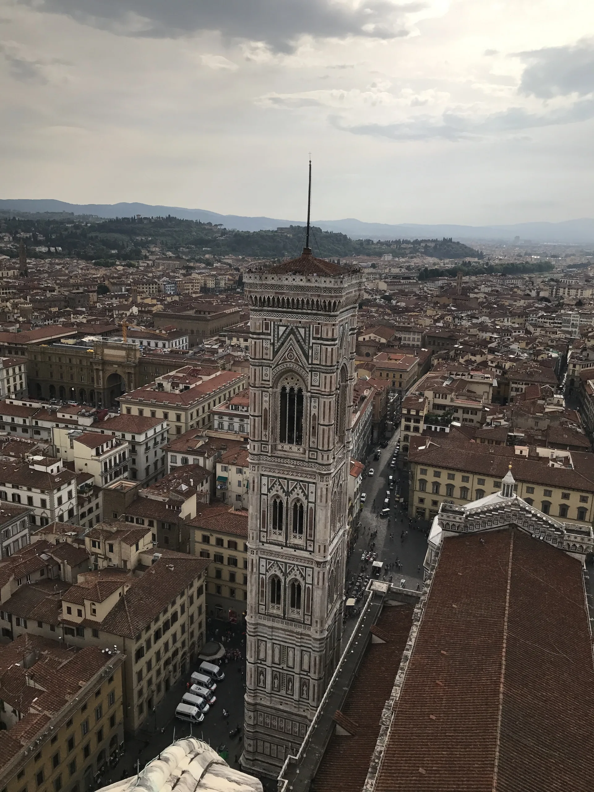 Giotto's Campanile and the rooftops of Florence seen from the top of the dome