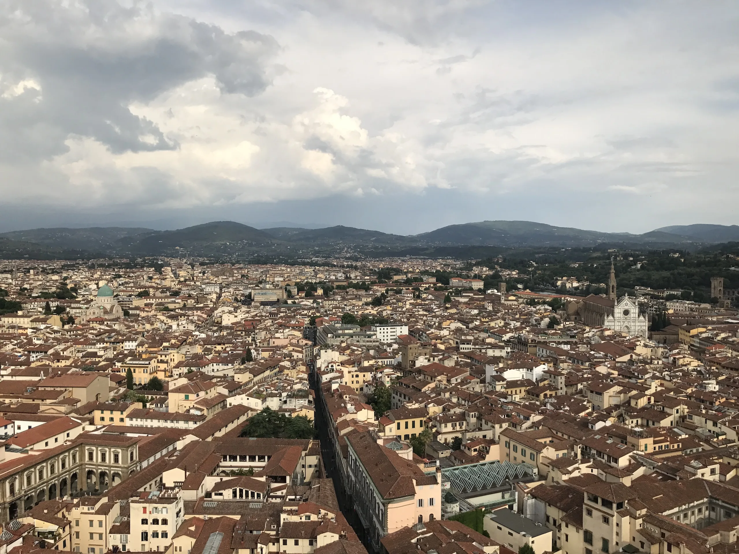 The rooftops of Florence from the dome, with the city stretching east