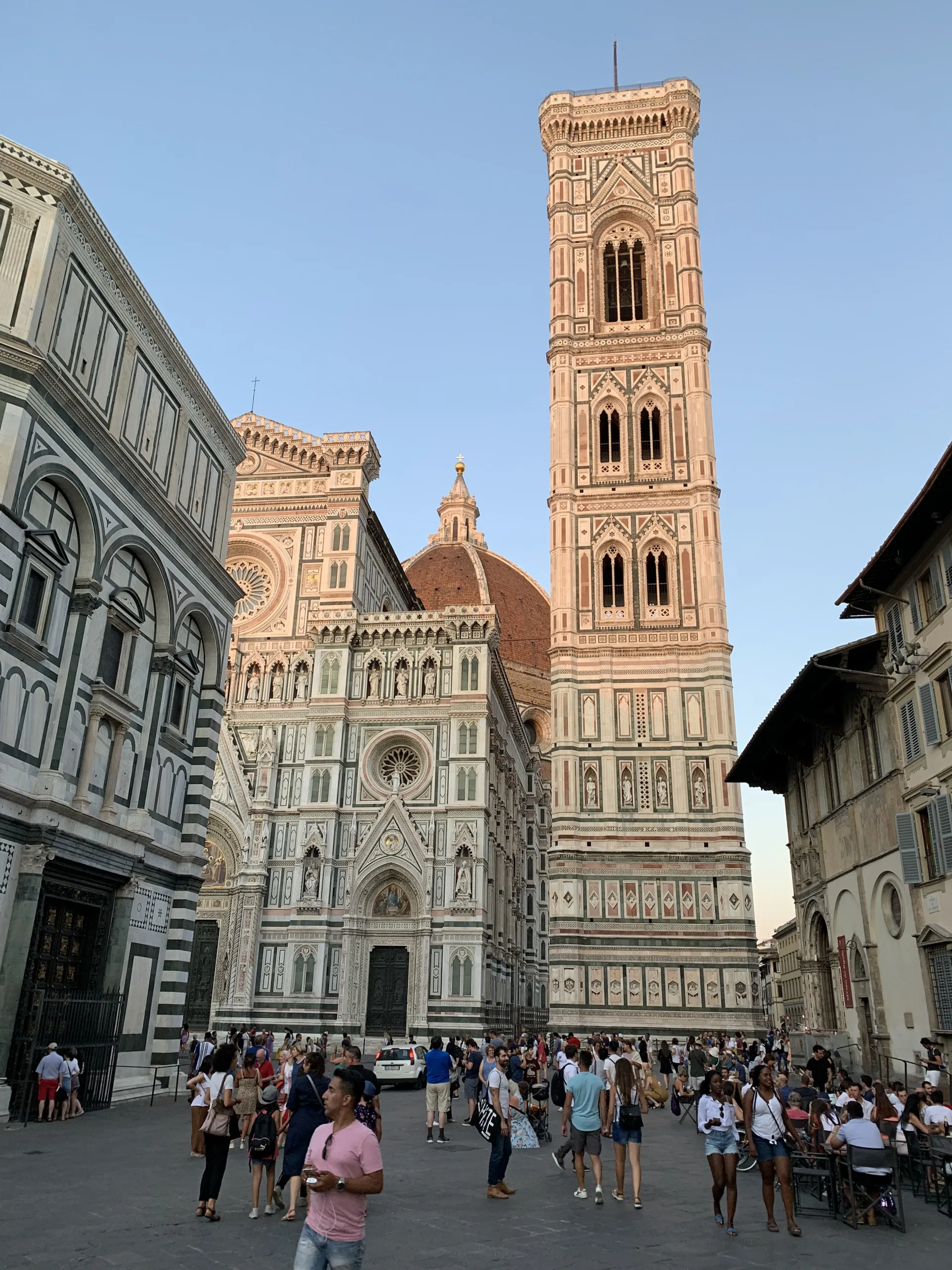Giotto's bell tower seen from the floor of Piazza del Duomo