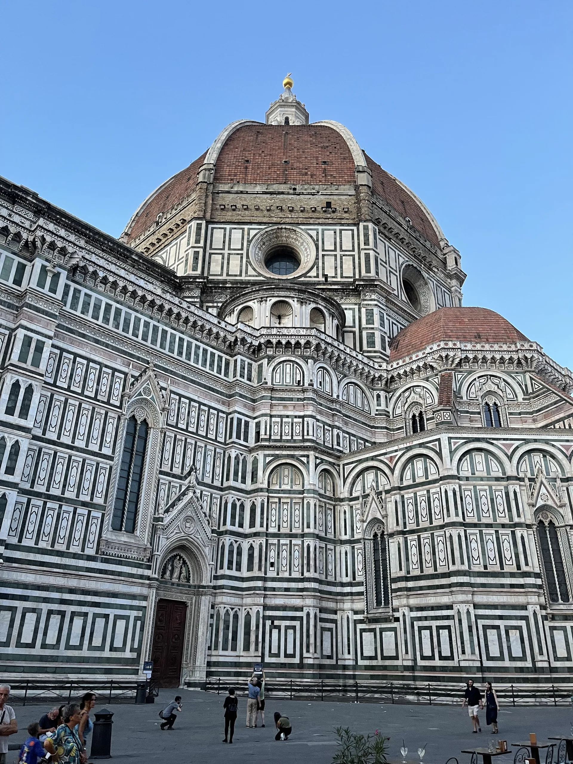 The south flank of the cathedral with the dome rising behind it