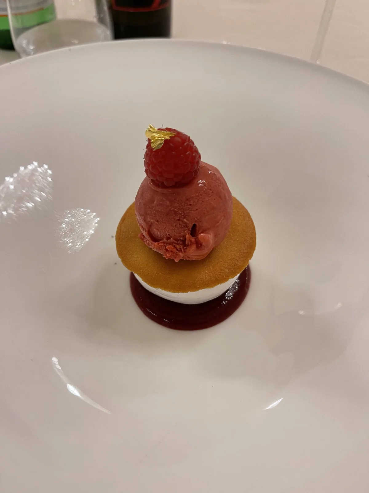 Plated sorbet dessert at the Grand Hotel Rimini
