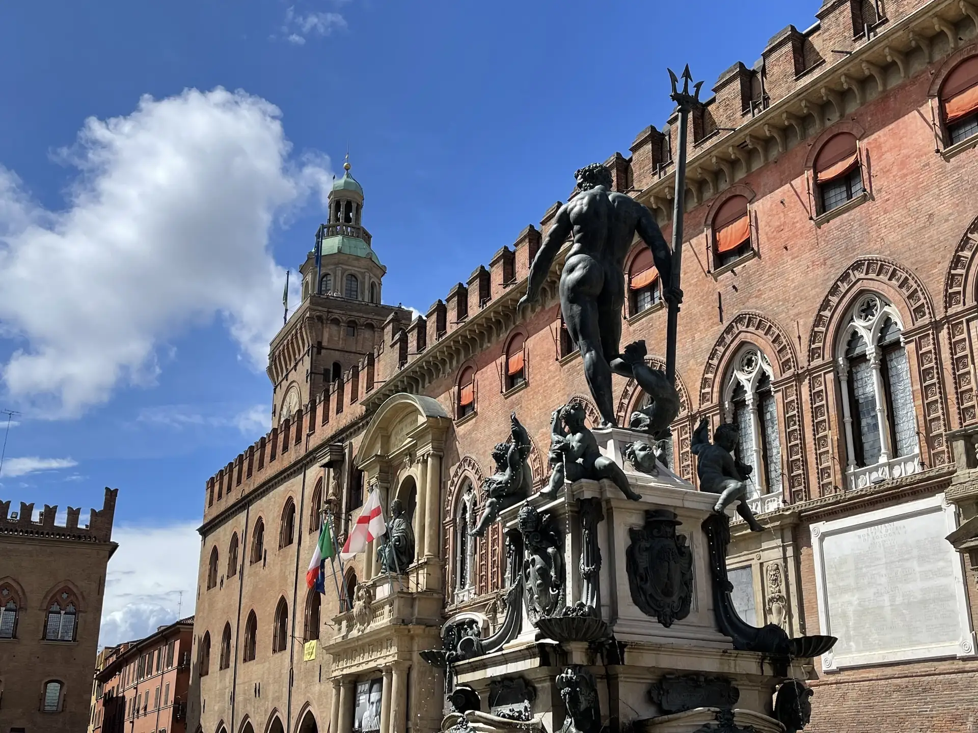 Bronze, flags, and the clock tower