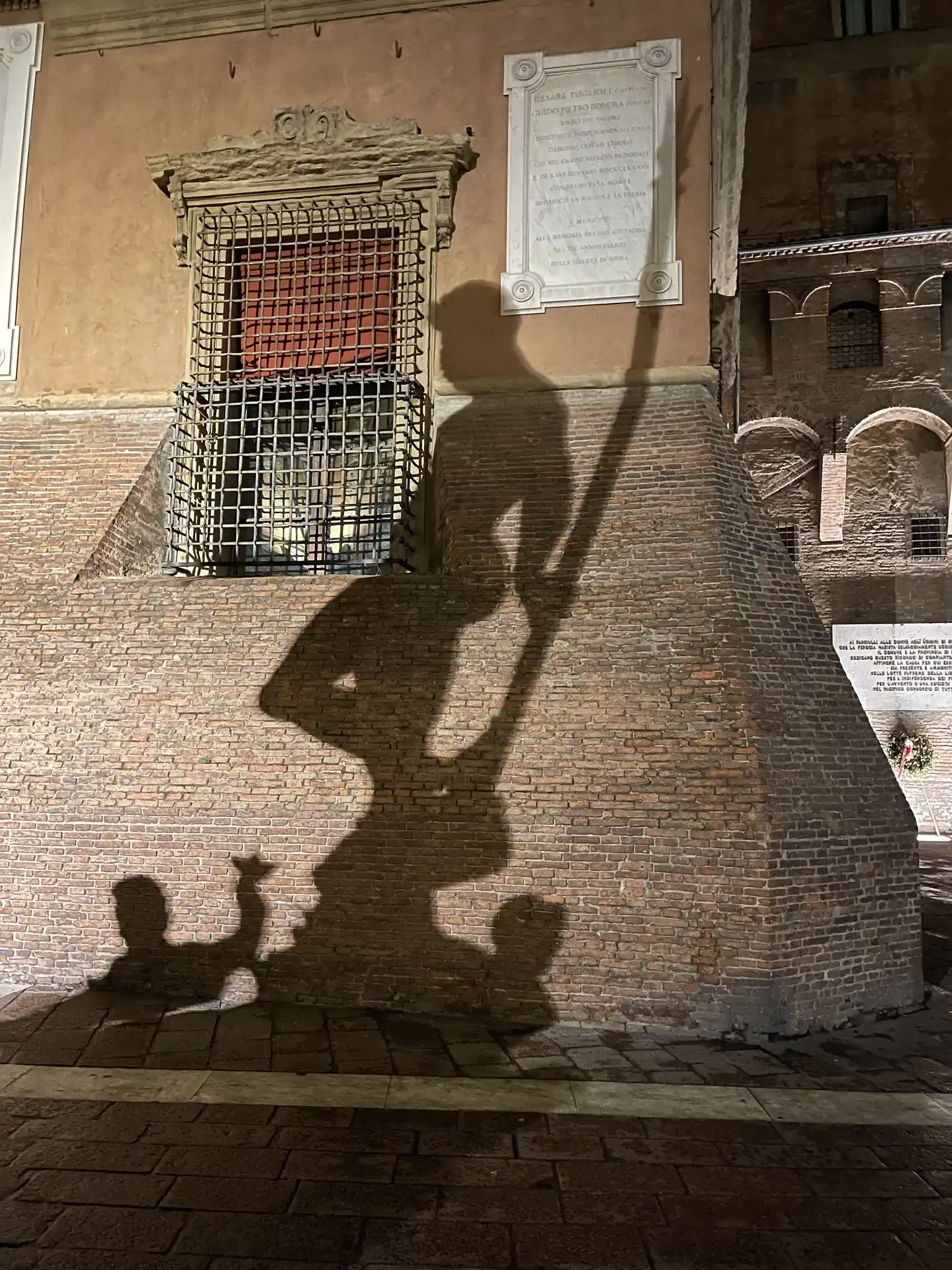 A shadow on old brick