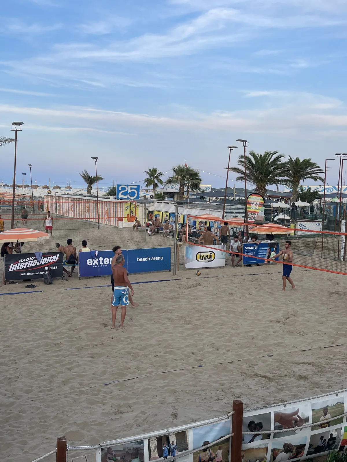 Beach tennis and volleyball courts on the sand at Rimini's Parco del Mare