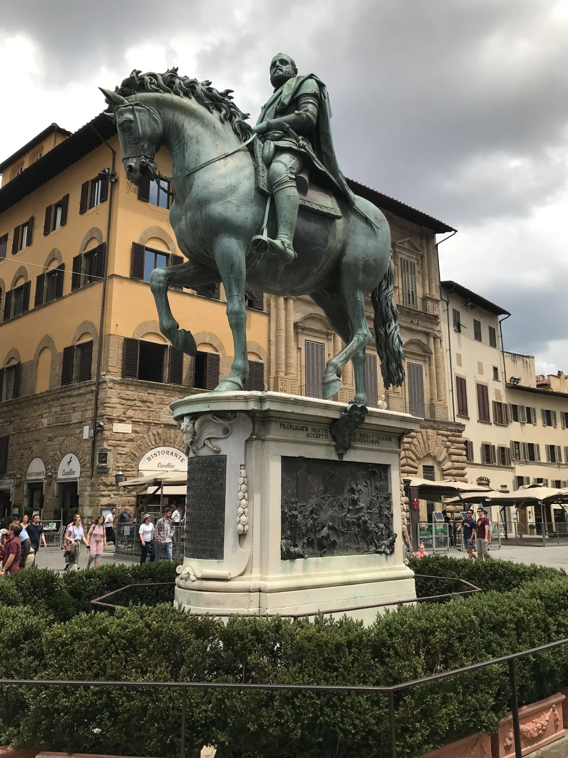 Giambologna's bronze equestrian monument to Cosimo I de Medici on Piazza della Signoria