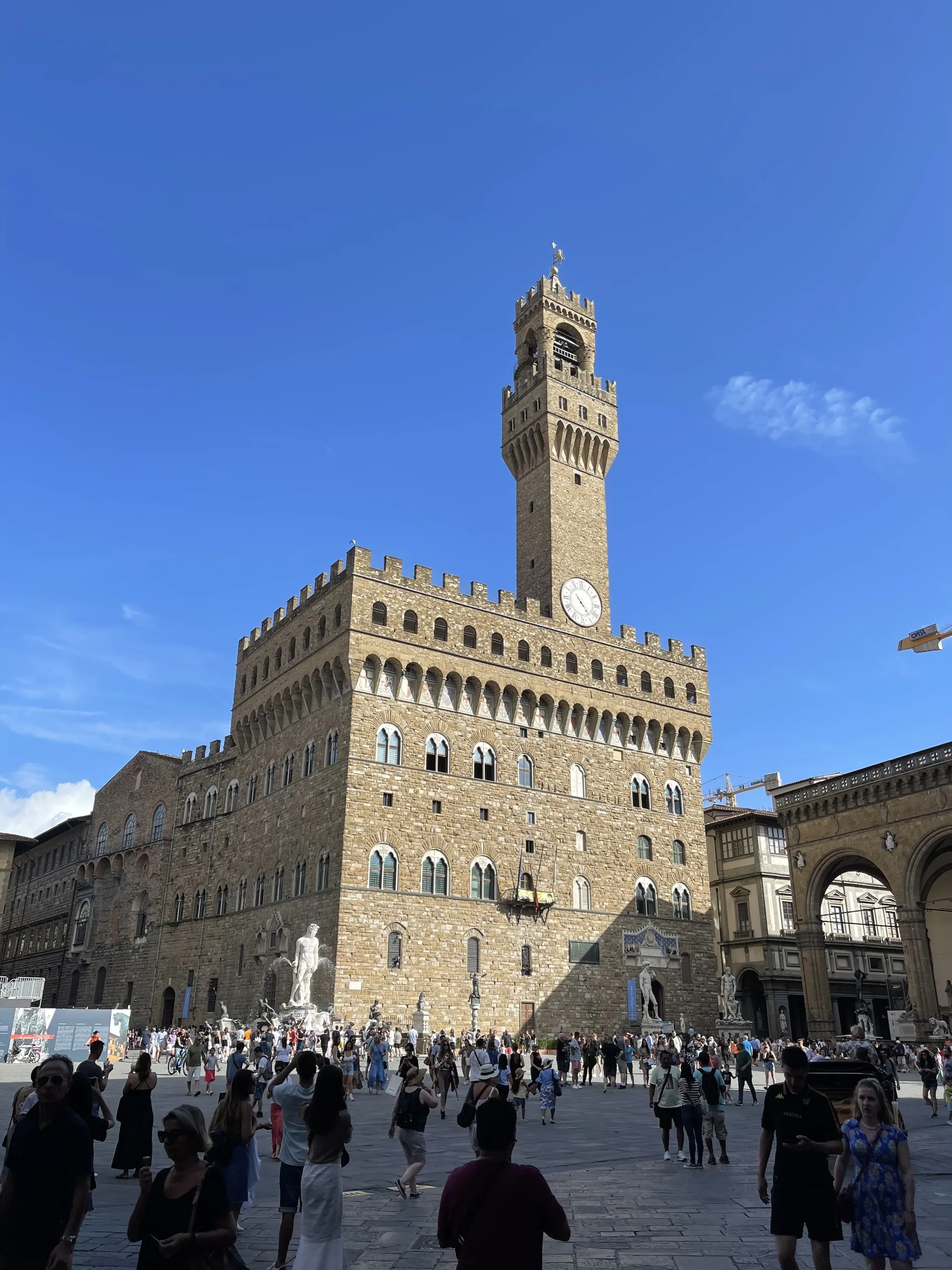 Piazza della Signoria with the Palazzo Vecchio and its tower rising across the square