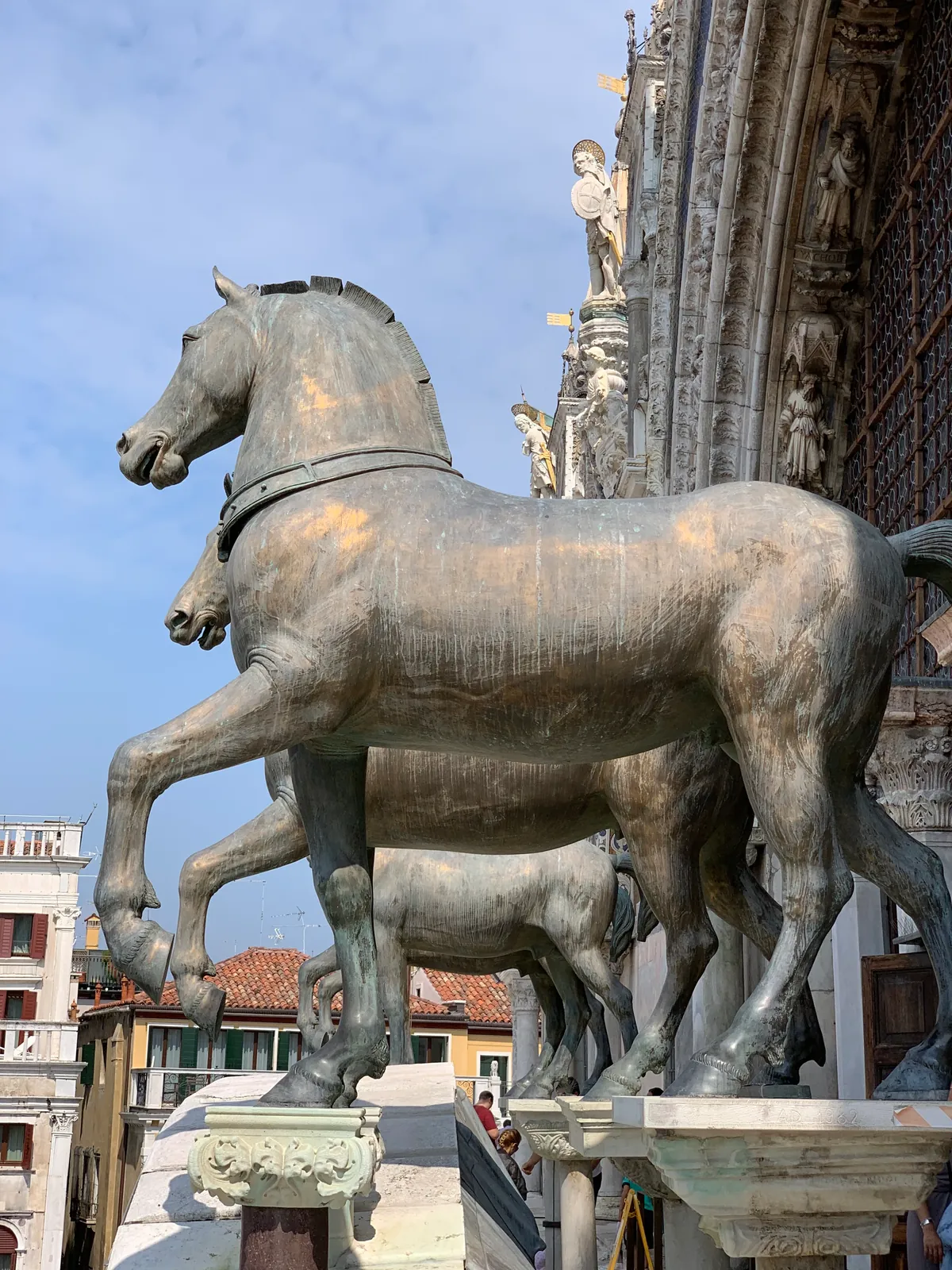 The four gilded bronze Horses of St Mark on the basilica loggia