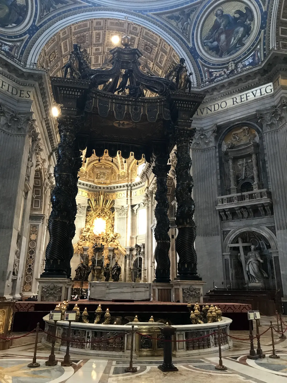 Bernini's gilded Chair of St. Peter and the dove window in the apse