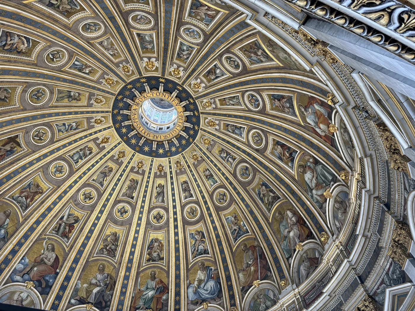 The interior of Michelangelo's dome seen from directly below, St. Peter's