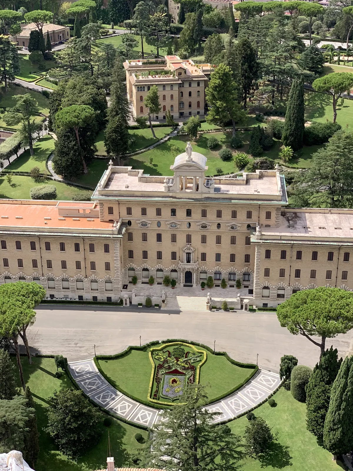 The Vatican Governor's Palace and its heraldic garden from the dome