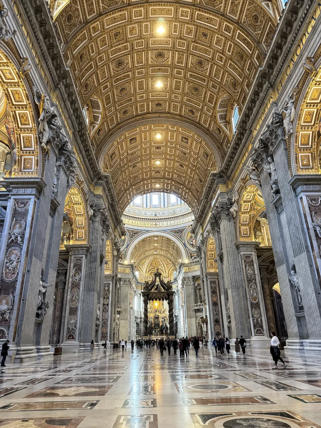 The nave of St. Peter's looking toward Bernini's baldachin under the dome