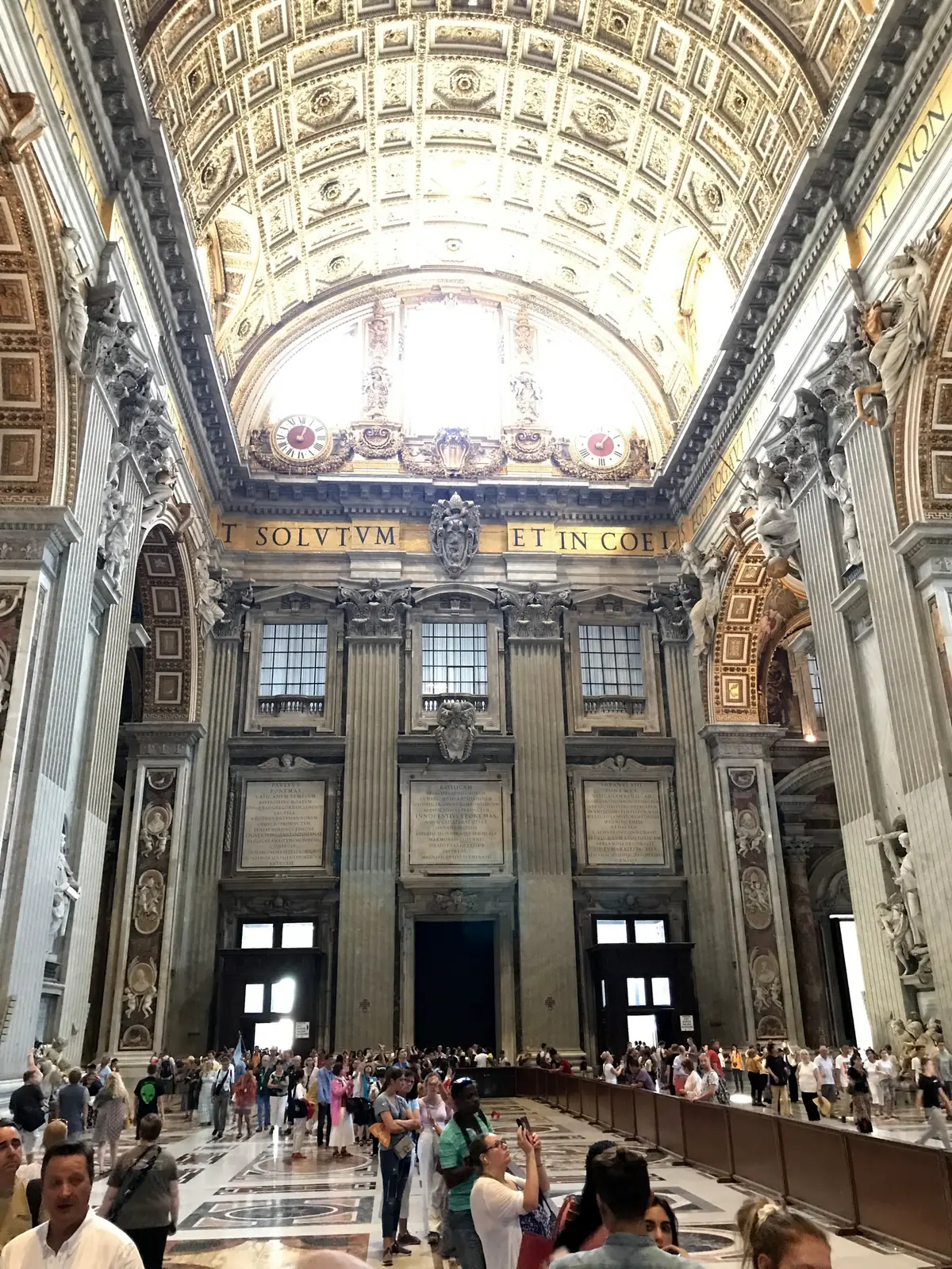 The gilded coffered barrel vault of the nave of St. Peter's Basilica