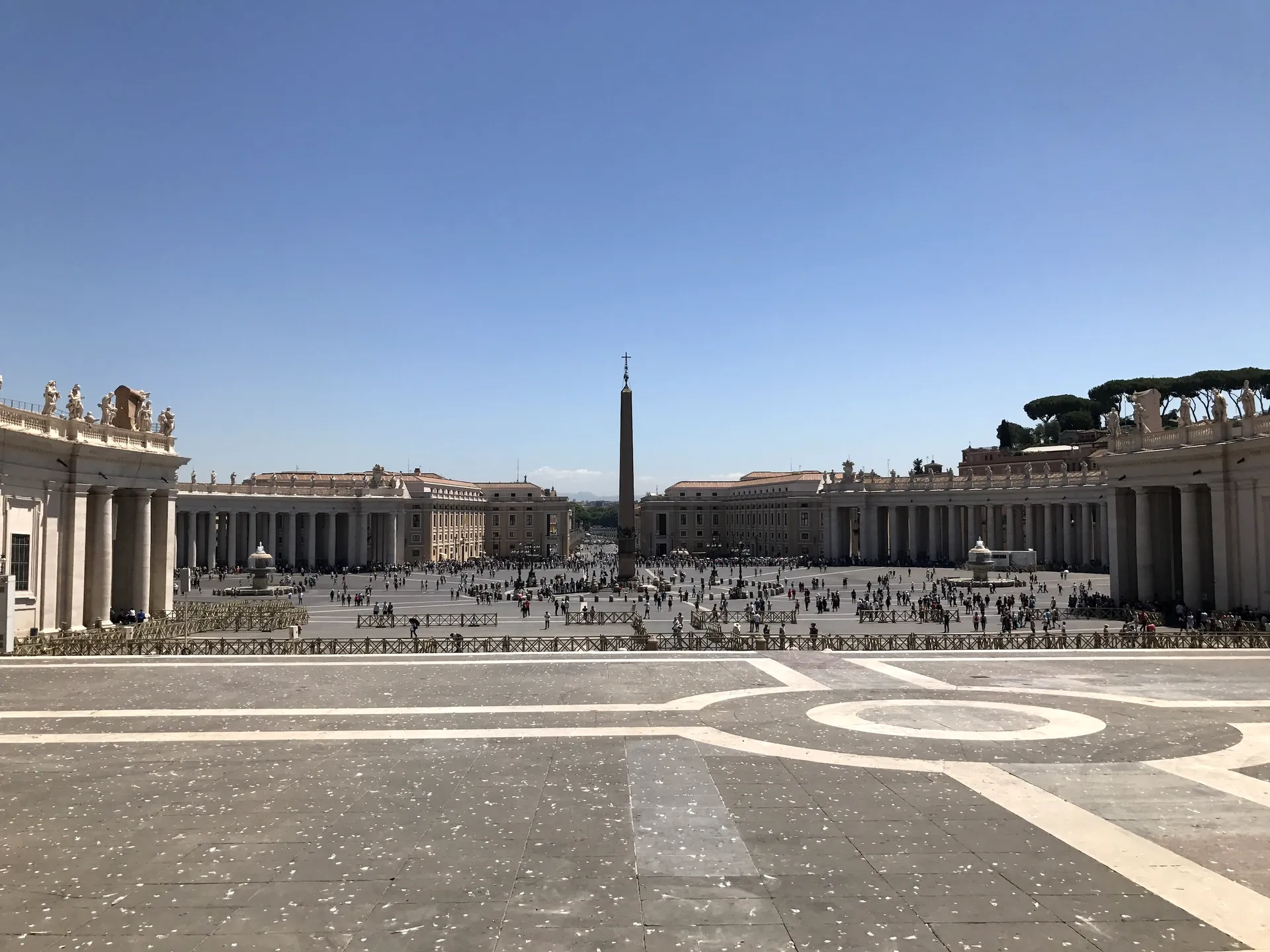 St. Peter's Square seen from the shade of the basilica portico