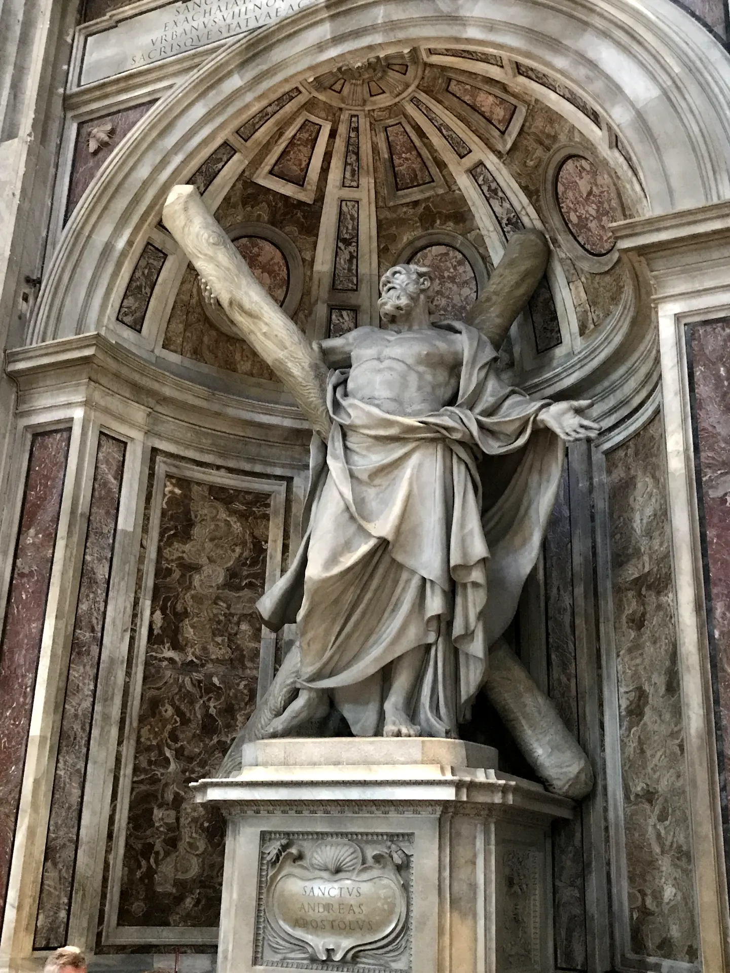 Bernini's marble statue of St. Longinus with outstretched arms, St. Peter's