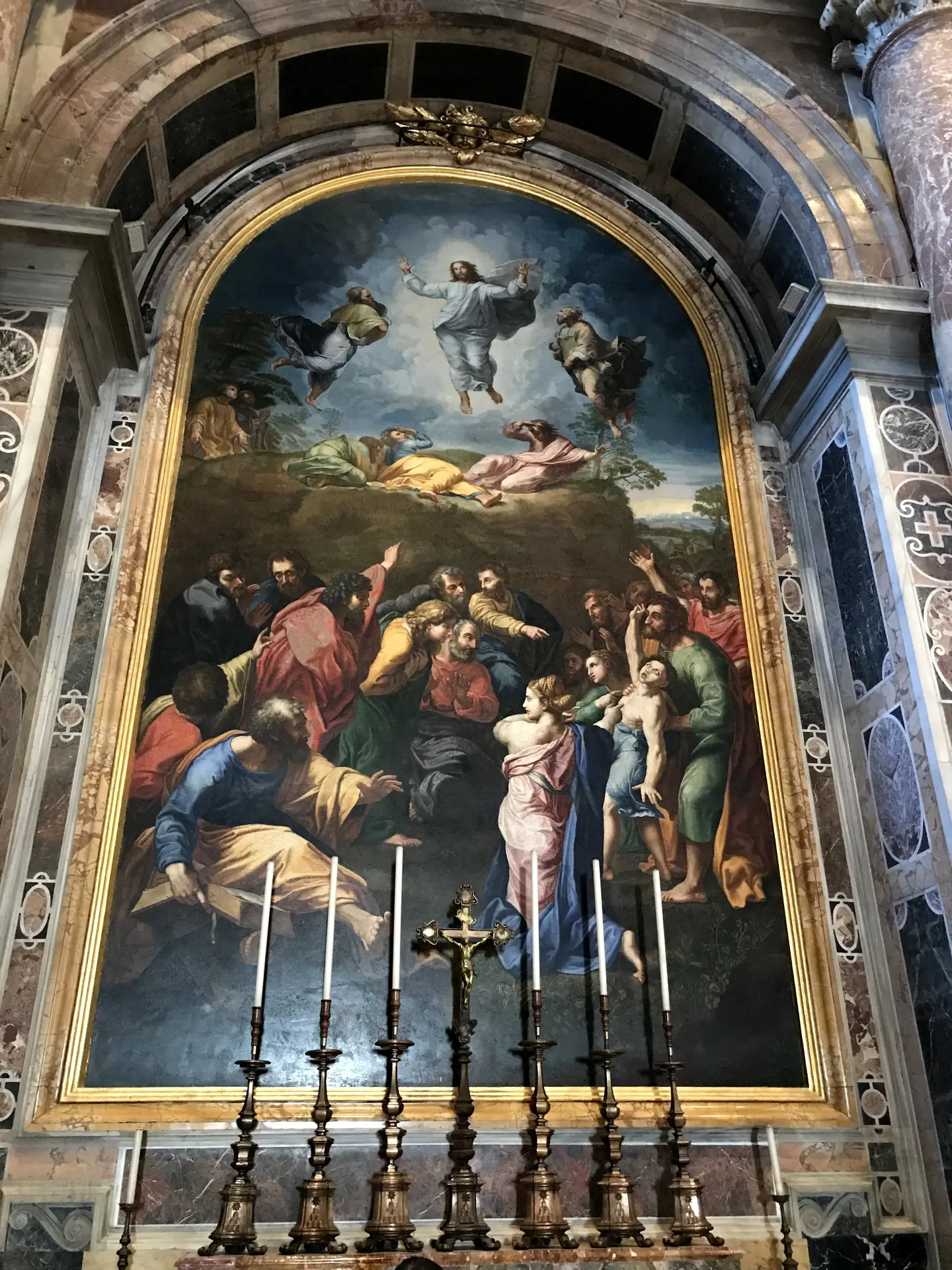 Mosaic copy of Raphael's Transfiguration above an altar in St. Peter's