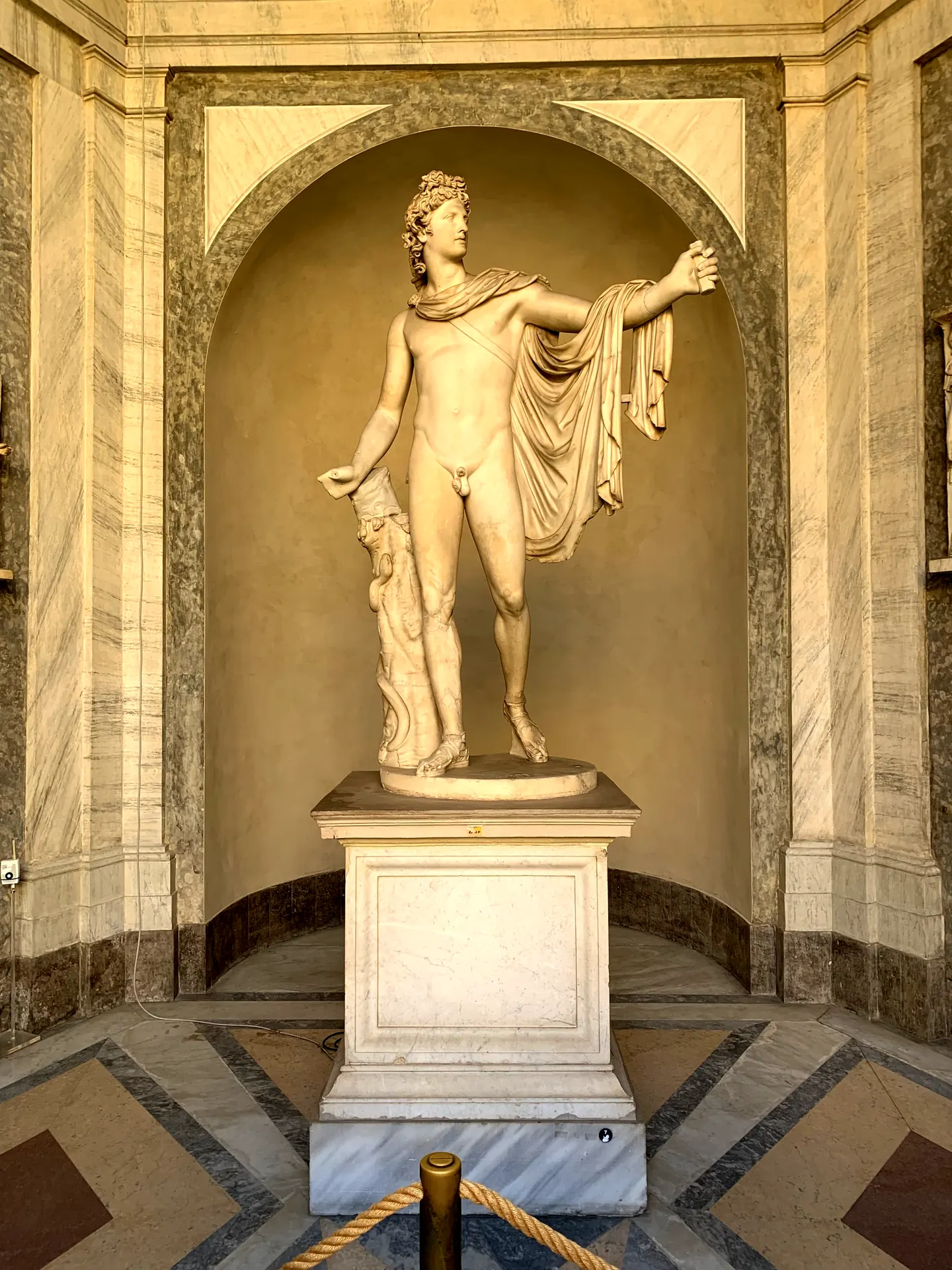 The Apollo Belvedere marble statue in its niche in the Vatican Museums.
