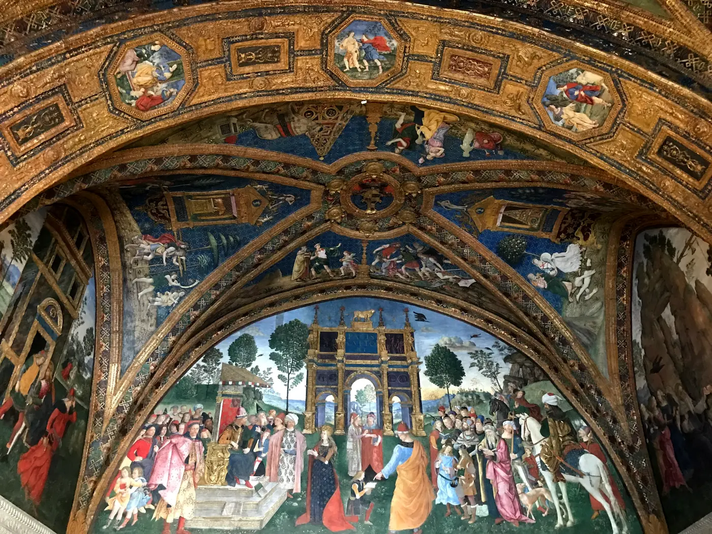 A frescoed vaulted room of the Borgia Apartments in the Vatican Museums.