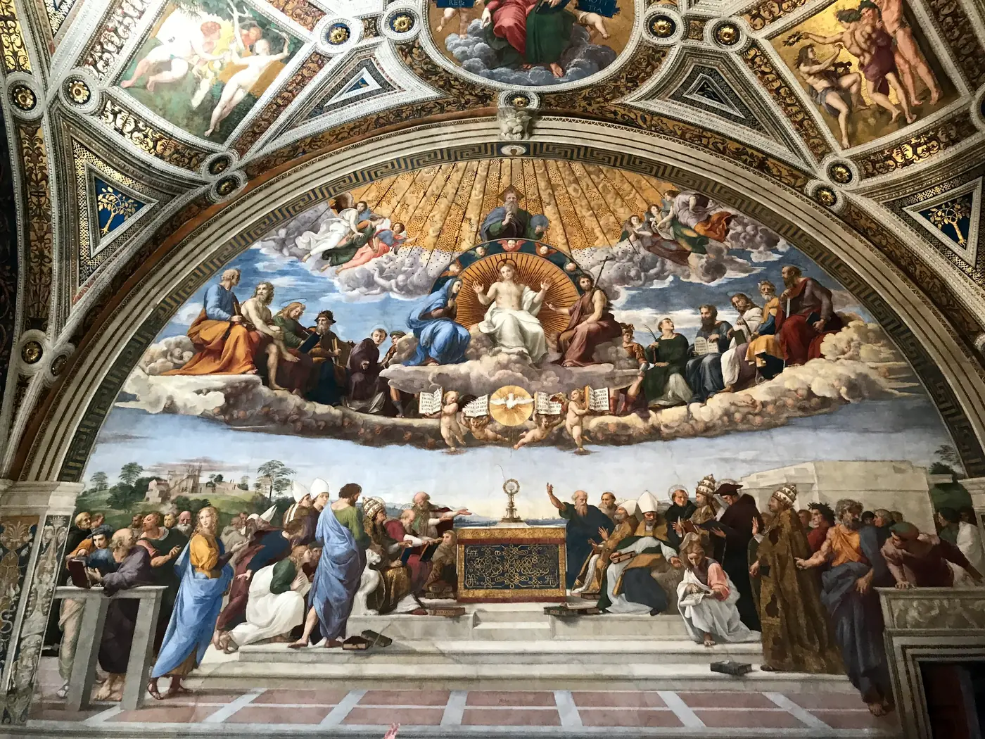 Raphael's fresco the Disputation of the Holy Sacrament in the Stanza della Segnatura.