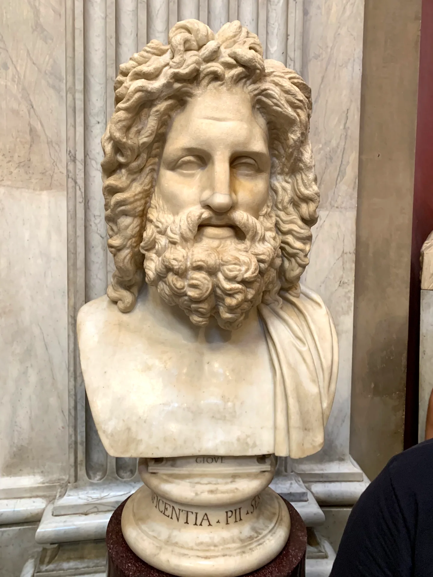 The colossal marble bust known as the Jupiter of Otricoli in the Vatican Museums.