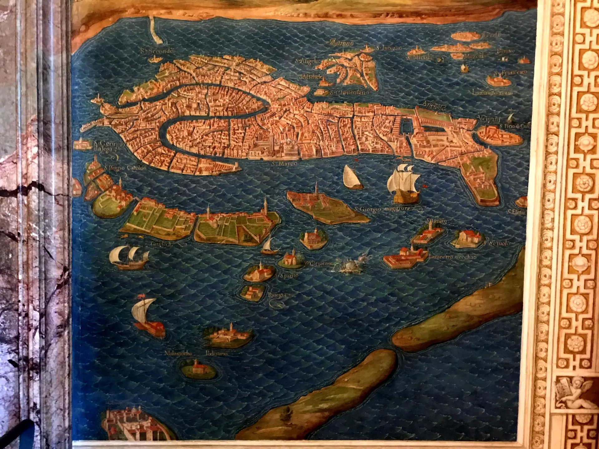 Frescoed bird's-eye map of Venice and its lagoon in the Gallery of Maps.
