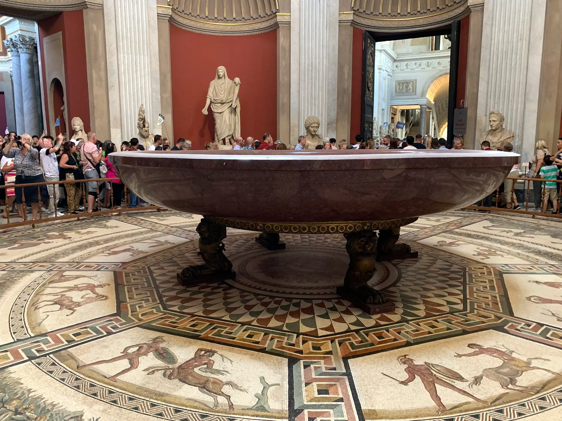 The huge round porphyry basin at the centre of the Sala Rotonda.