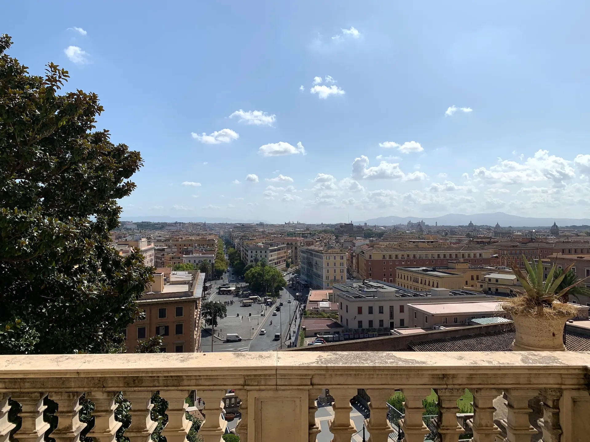 View over the rooftops of Rome from a terrace of the Vatican Museums.