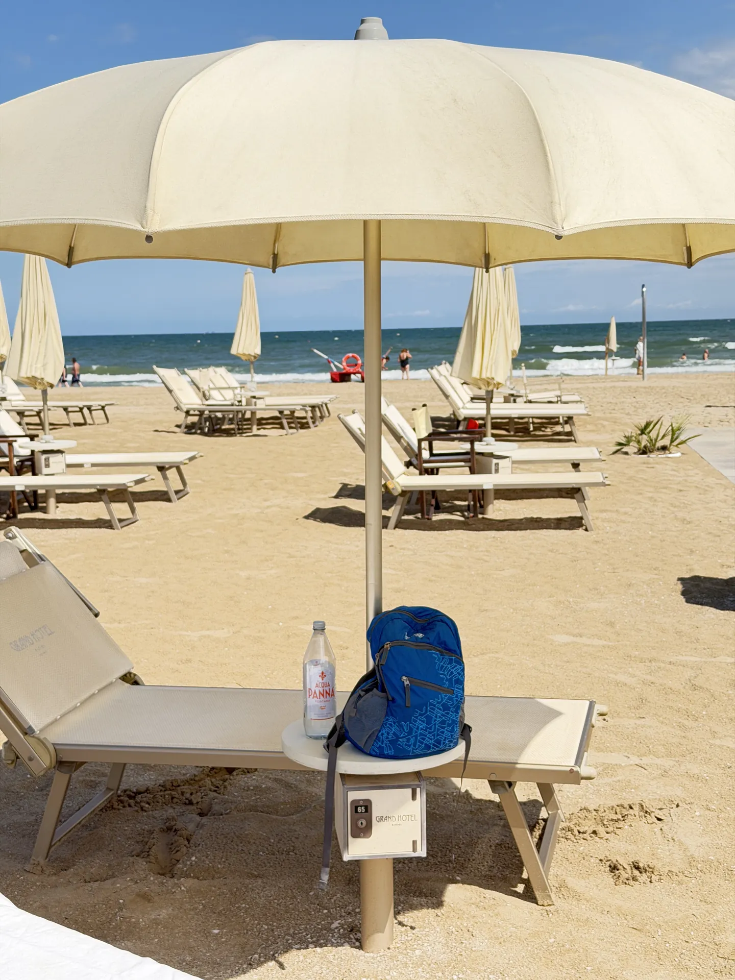 The Adriatic seen from under a beach parasol at the hotel's private beach