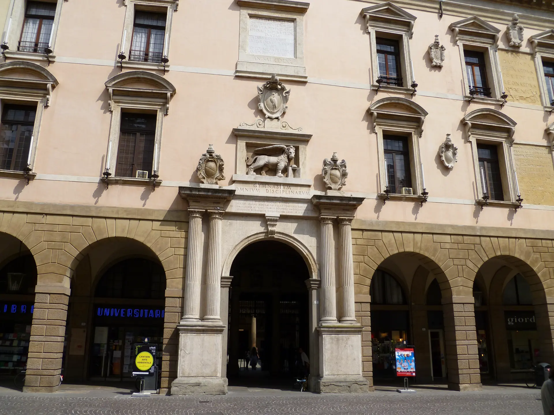 The arcaded facade of Palazzo del Bo, the main building of the University of Padua