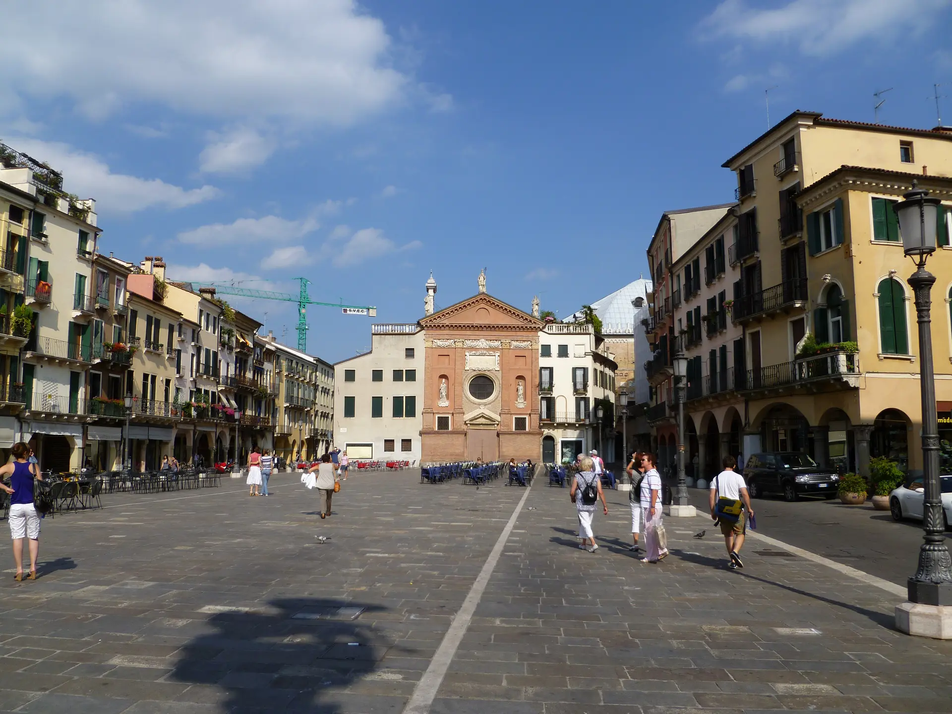 Piazza dei Signori in Padua looking east toward the church of San Clemente