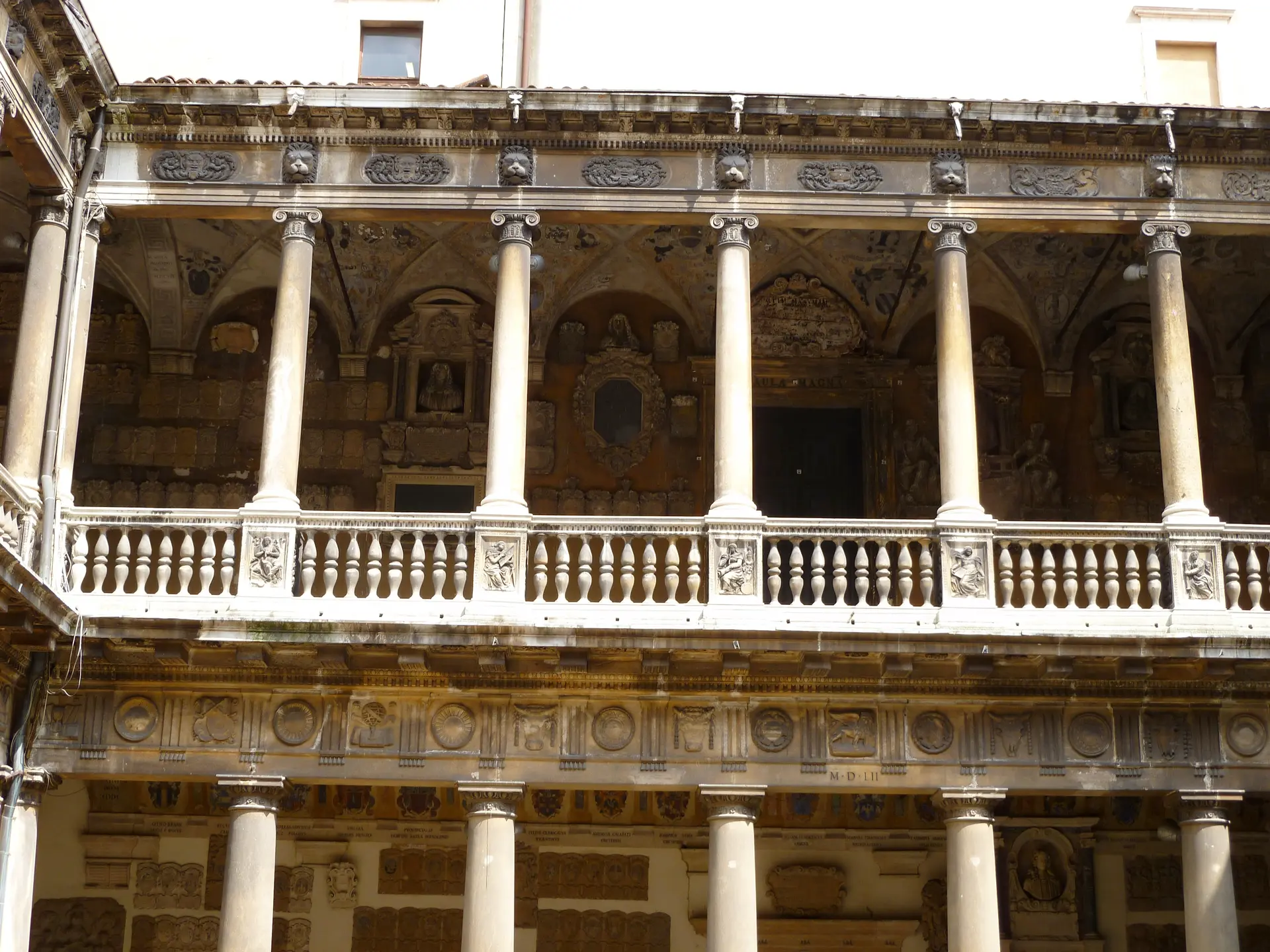 The two tiers of the old courtyard loggia at Palazzo del Bo in Padua