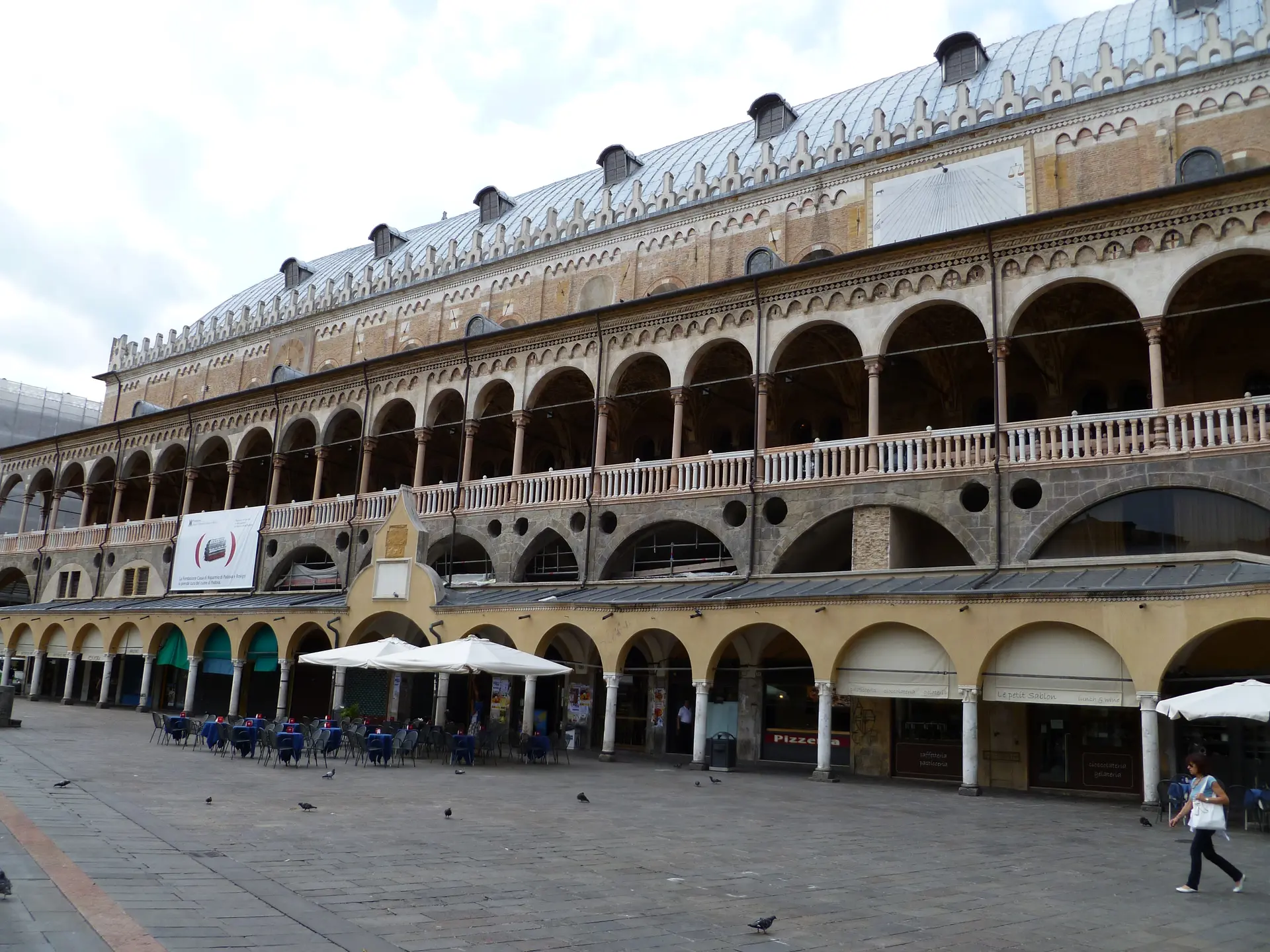 The long double loggia of the Palazzo della Ragione above Piazza delle Erbe in Padua