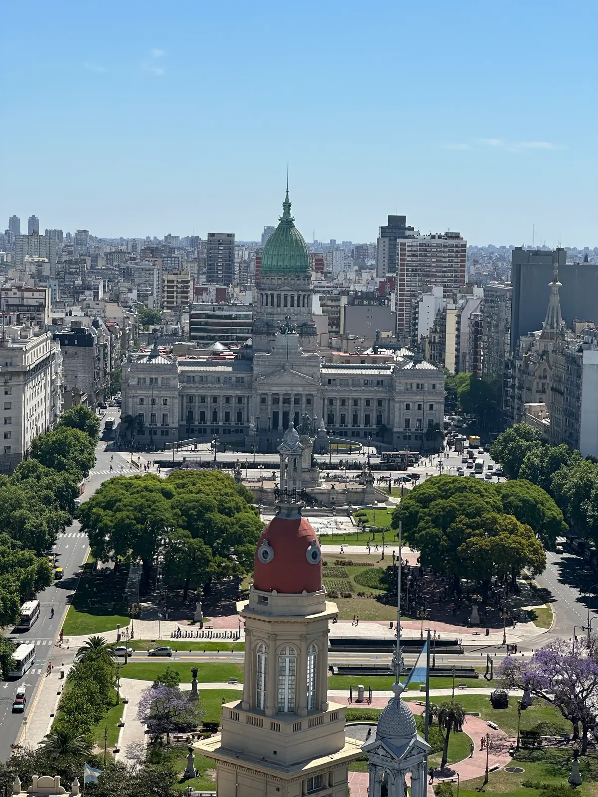 The Barolo cupola in the foreground with the Palacio del Congreso beyond.