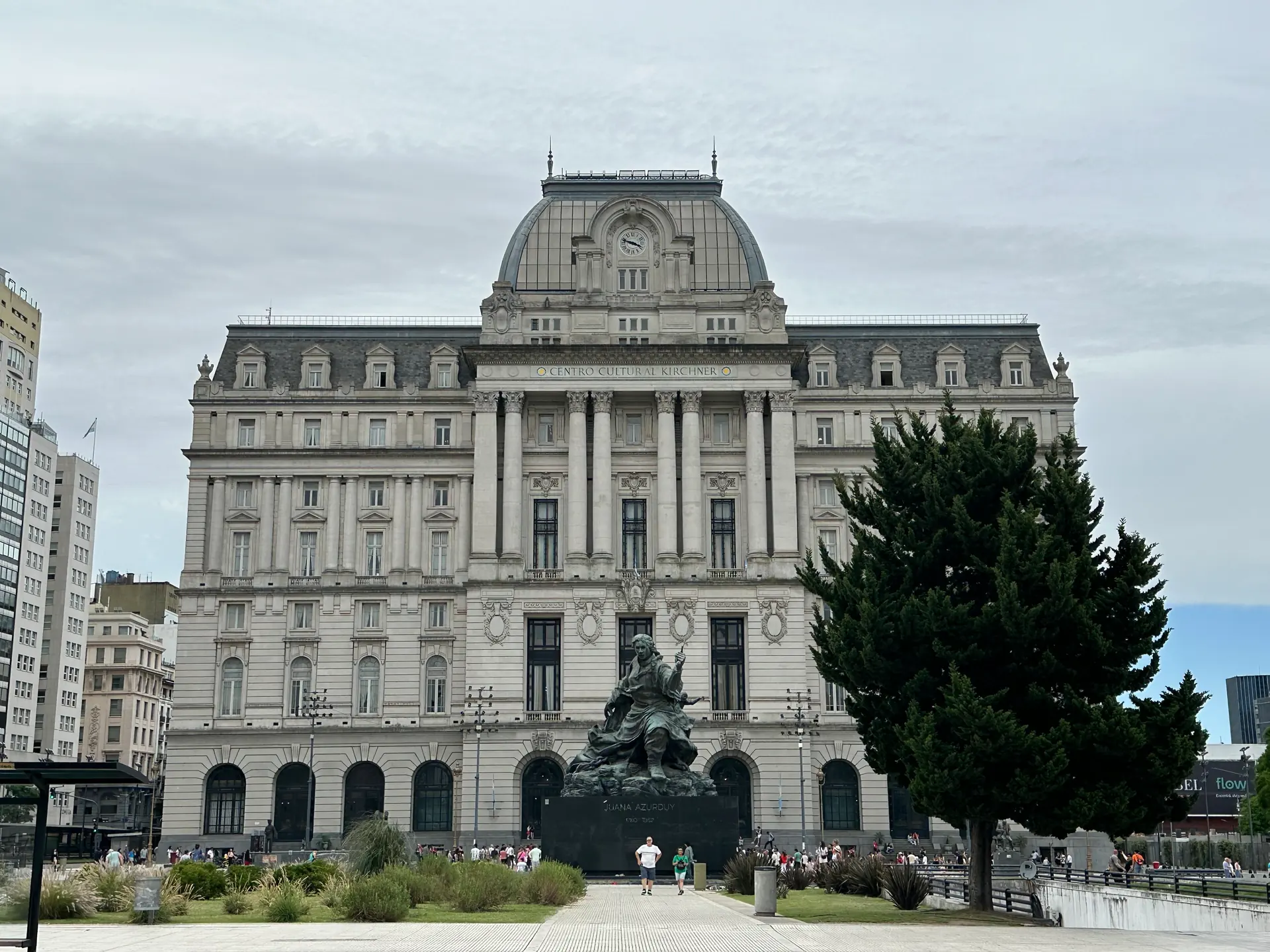 The monumental French-style facade of the former Central Post Office in Buenos Aires.