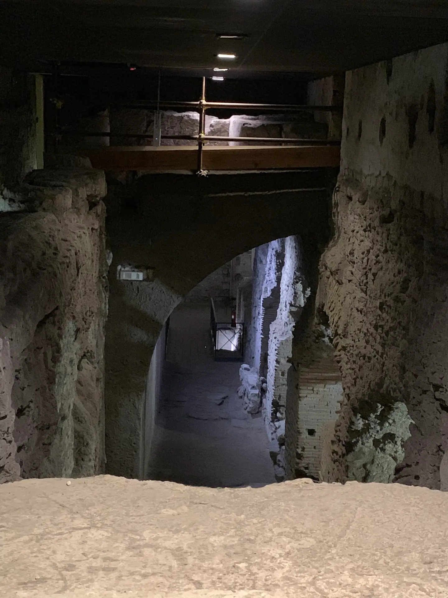 A low arched passage running off from the excavations under San Lorenzo Maggiore.