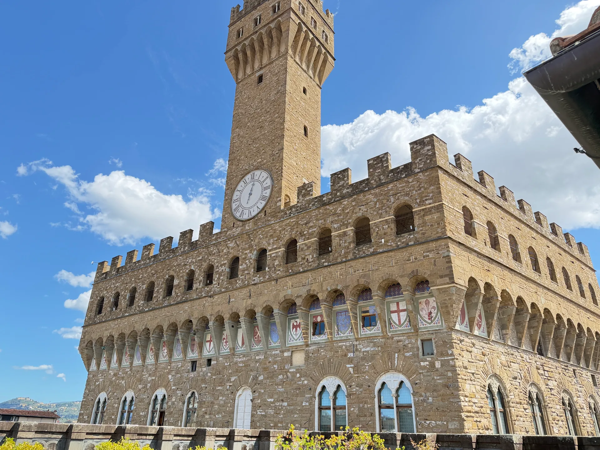 The Palazzo Vecchio and its tower seen from the Uffizi terrace.