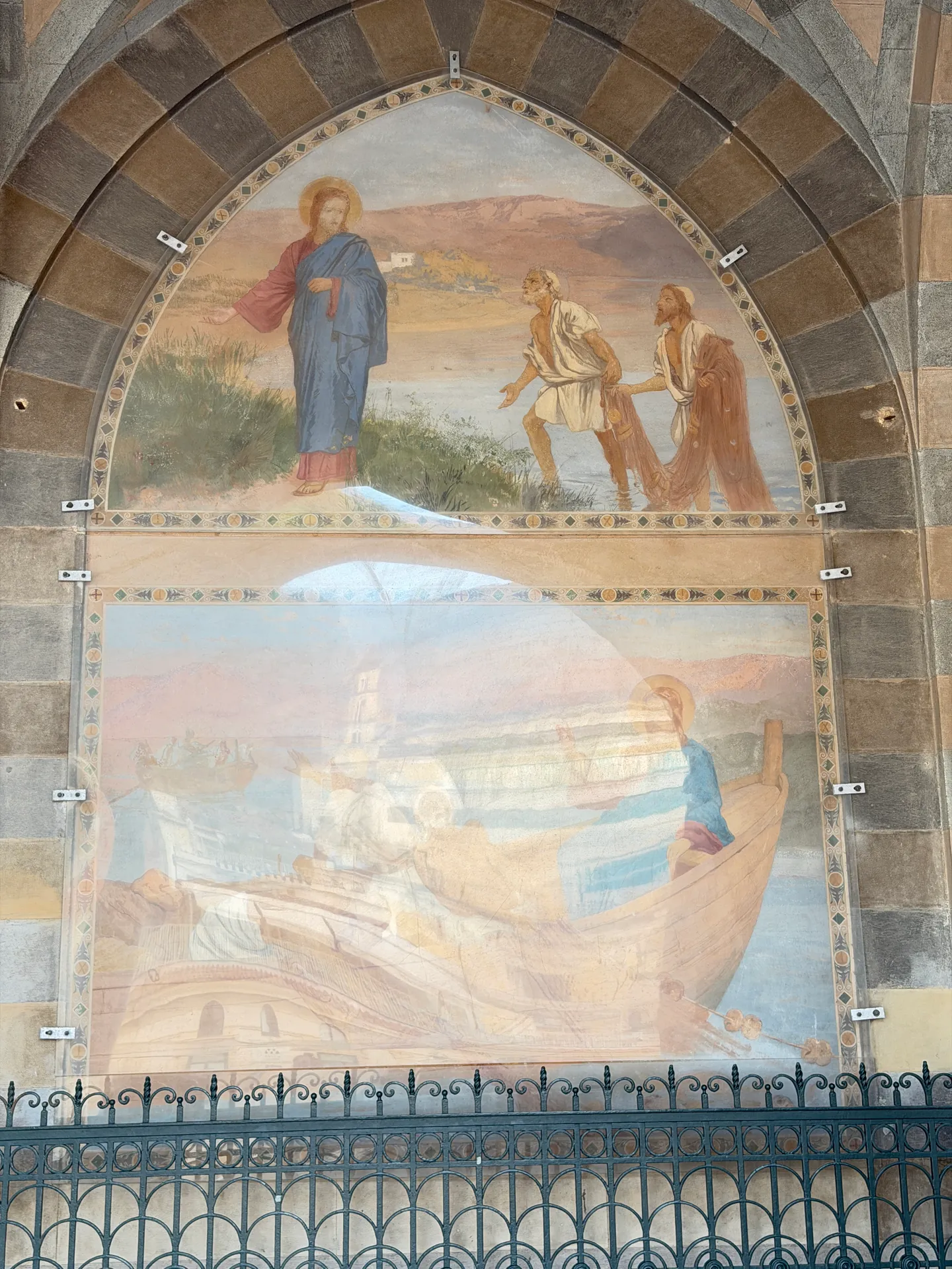 Paolo Vetri fresco of 1929 in the atrium of Amalfi cathedral, Christ calling two fishermen from their net